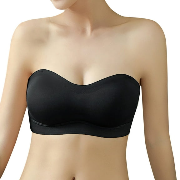 Bigersell No Show Bra Women Bra Wire Free Underwear 1 Piece Bra Everyday Underwear Wrap Chest without Underwire Bras Women's Plus Size Bra Sets for Female, Style 14500, Black 34B