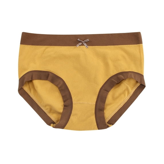 Bigersell Silk Panties for Women Clearance Cotton Underwear Briefs Panty Style P-1469 Polyester Cheeky Panties Ladies Thongs Briefs High Waist Women's Panties Yellow F