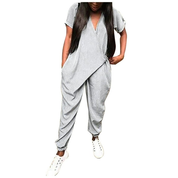 Bigersell Skinny Jumpsuits for Women Jumpsuit Women's Floral Prints Straps Wide Leg with Pockets Vintage Jumpsuit Flare Jumpsuits for Ladies