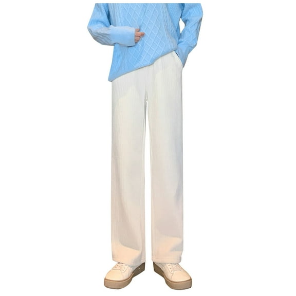 Bigersell Skinny Pants for Women Full Length Womens Fashion Winter Warm Solid Casual Corduroy Elastic Waist Long Pants Ladies Straight Overall Jeans