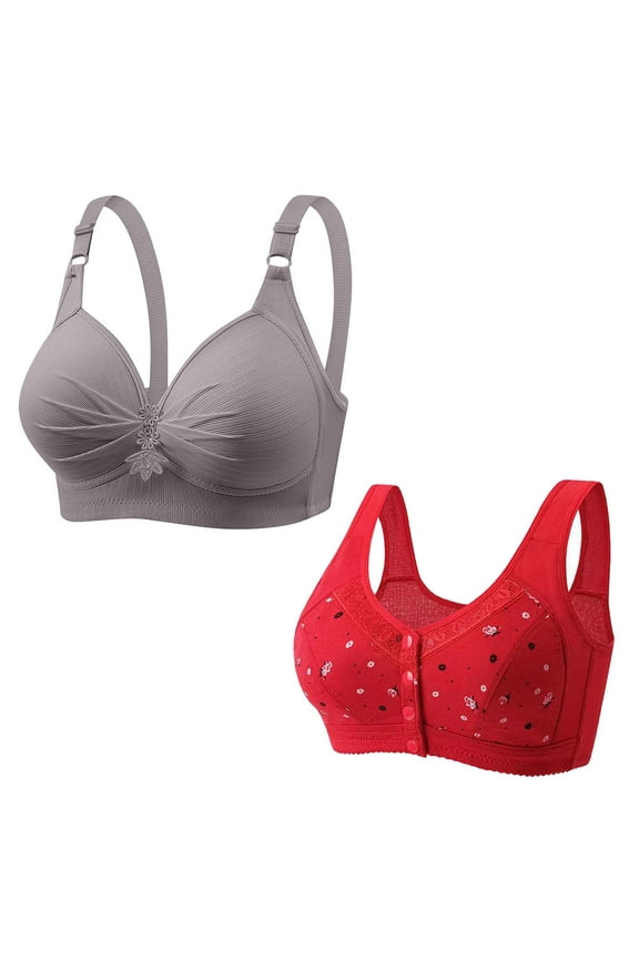 Sleep Bra Upgrade 2pc Woman's Printing Push up Bras Plus Size Daily Bra Underwear No Underwire Mastectomy Bra Style F-823 Multicolor XXL