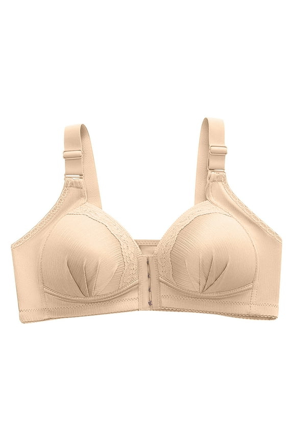 Sleep Bra Women Solid Color Fashion Bowknot Comfortable Hollow Out Bra Underwear No Underwire Short Size T Shirt Bra, Style 8267, Khaki 36B