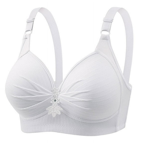 Bigersell Sleep Bras for Women New Woman's Printing Push up Bras Plus Size Daily Bra Underwear No Underwire Full-Figure Bra Style F-155 White L