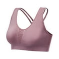 thumbnail image 1 of Bigersell Sleeping Bra V-Neck Wire-Free Bra Support Women Running Sports Bras T-Shirt Bra Style R-96 Basic Bra Strap Nylon Full-Coverage Bra Feature Everyday Bras Underwear Purple M, 1 of 6