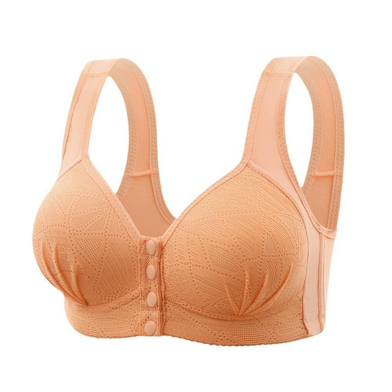 Womens Front Button Closure Bras Snap Sleep Bra Comfortable Easy Close Soft  Bras for Middle Aged Women Beige at  Women's Clothing store