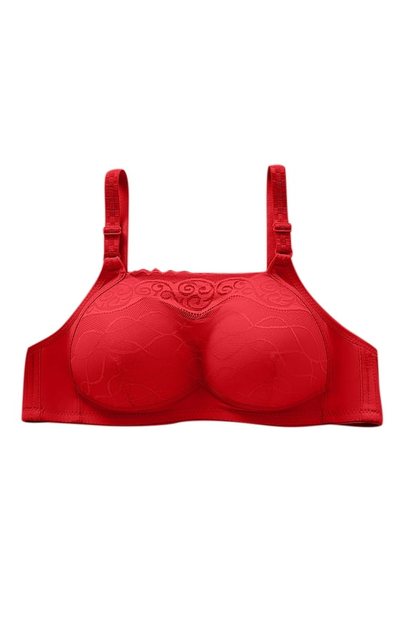 Soft Bra Women Fashion Wire Free Comfortable Push Up Hollow Out Bra Underwear Women Size Full-Coverage Underwire Bra, Style 4947, Red 36B