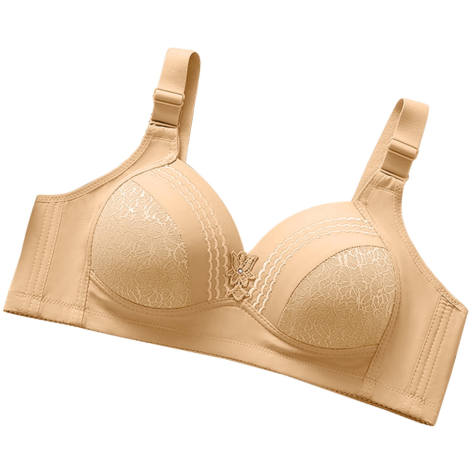 Bolayu Women's Adjustable Front Zipper Wireless Flower Lace Push-up Bra  Full Cup Seamless Bra Beige : Clothing, Shoes & Jewelry 