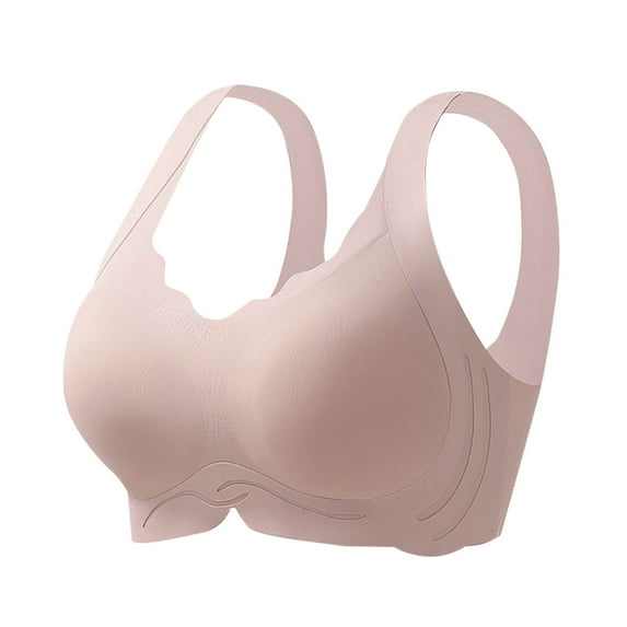 Bigersell Soft Cup Bras for Women Plus Size Seamless Wireless Push up Bras Breathable Comfort V-Neck Everyday Bra No Underwire Pink 4XL
