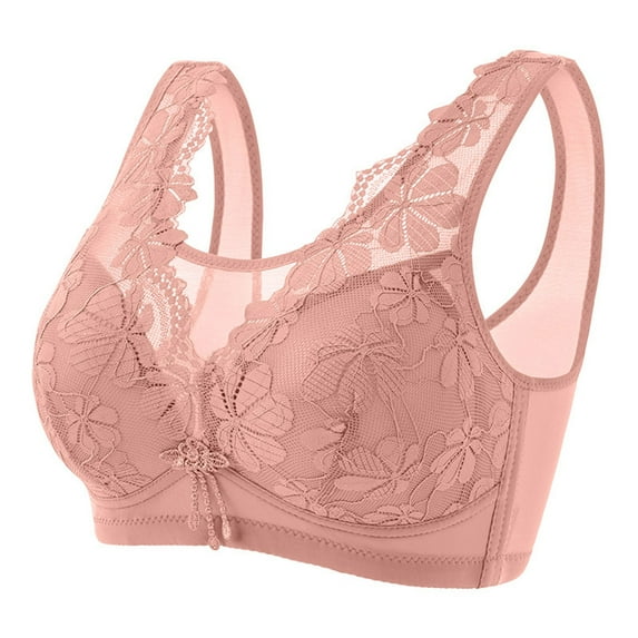 Bigersell Sport Bras for Women V-Neck Wire-Free Bra Support Women Comfortable Bras Sport Bra Style R-252 Basic Bra Strap Nylon No Underwire Bra Feature Everyday Bras Underwear Pink XL