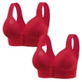 thumbnail image 1 of Bigersell Sports Bra in Clearance 2pc Ladies Seamless Comfortable No Underwire Breathable Gathering Front Opening Buckle Bra Woman Underwear Full-Figure Bra Style F-649 Red XXL, 1 of 9