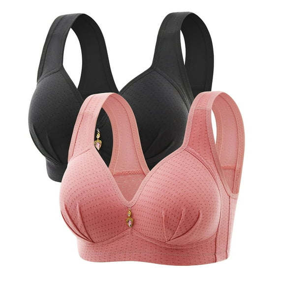 Bigersell Sports Bra Clearance Woman's Embroidered Seamless Comfortable Breathable Bra Underwear No Underwire Wire-Free Bra Style F-1286 Pinky 44