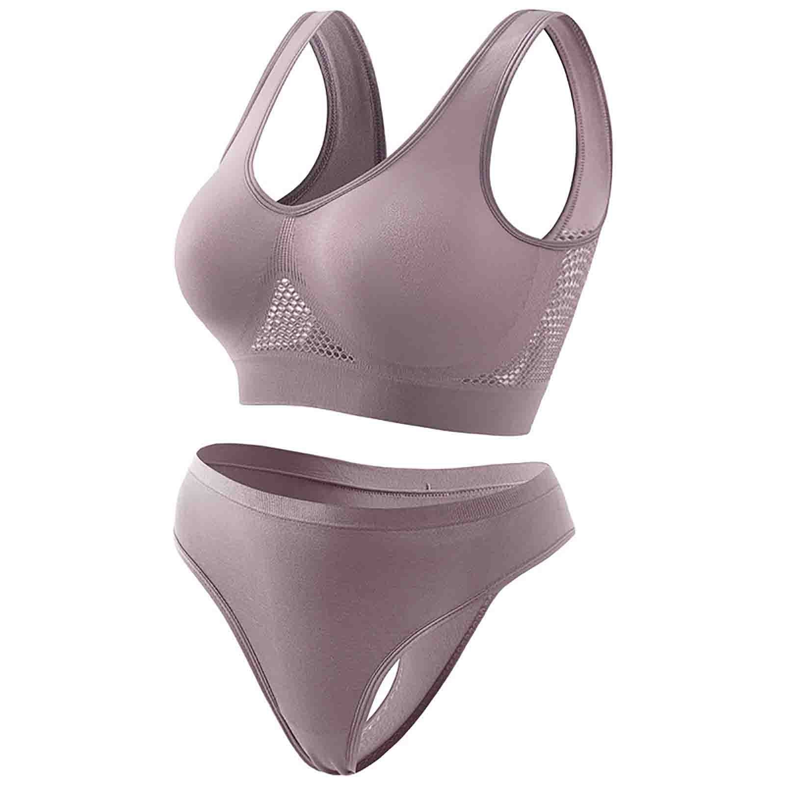 Bigersell Women Sports Bras Sets Clearance Ribbed Push up Bras and Panty  Sets 2 Piece Underwear Sets Matching Panties and Bras Sets for Yoga Running