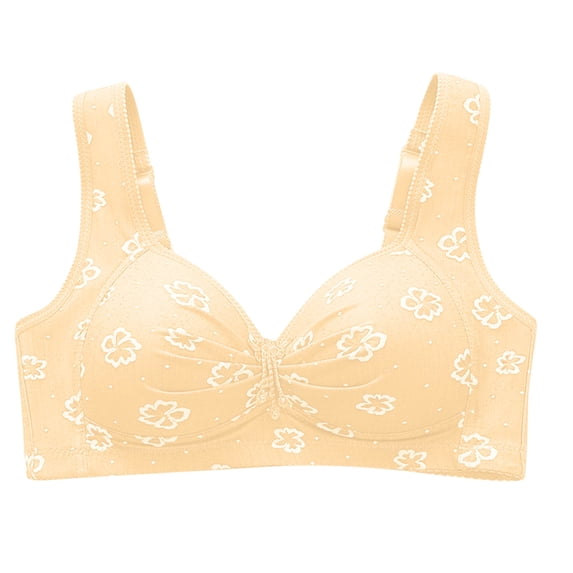 Bigersell Sports Bra Tank Tops Women Fashion Wire Free Comfortable Printed Push Up Hollow Out Bra Underwear Big & Tall Size Workout Bra, Style 4783, Beige 44B
