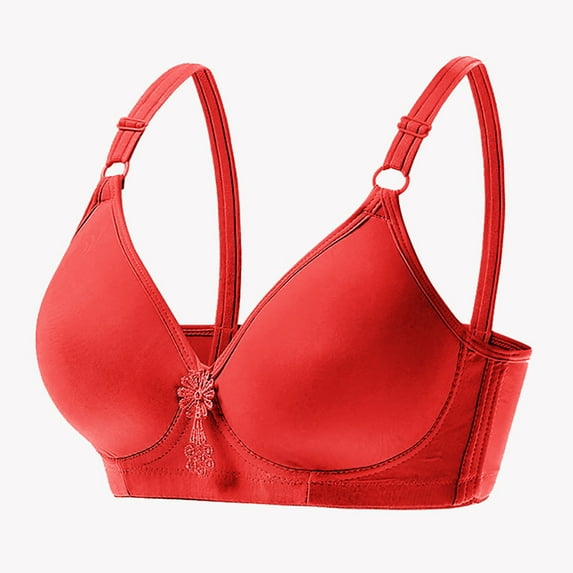 Bigersell Sports Bra for Women Discount Full-Coverage Bra Workout Bra Nursing Bra Style R-470 Bras for Older Women Sports Bras Women's No Underwire Bra Hook & Eye Bra Closure Red 42