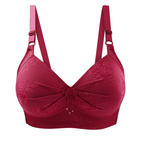 Bigersell Sports Bra for Women Girls Women Push-Up Together Daily Bra Underwear No Underwire Regular Size Female Spaghetti Strap, Style 10646, Red 44B