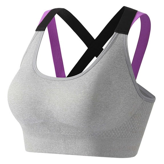 Bigersell Sports Bra for Women Girls Sports Bras Pack for Women, Strappy Sports Bra With Cups for Yoga Dance Workout Fitness Impact Short Size Female Spaghetti Strap, Style 10511, Gray 40B