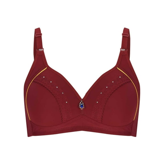 Bigersell Sports Bra for Women Girls Trendy Woman's Embroidered Seamless Comfortable Breathable Bra Underwear No Underwire Lifting Bra Style F-1048 Wine 48