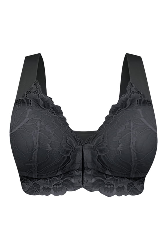 Sports Bra for Women Girls Women thin cup front breasted side closure solid color underwear Regular Size Female Spaghetti Strap, Style 1466, Black 48B