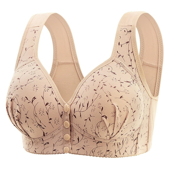 Bigersell Sports Bra for Women Girls Deals Women's Solid Color Underwire Oversized Gathering Underwear Daily Bra Cami Bra Style F-1105 Beige L