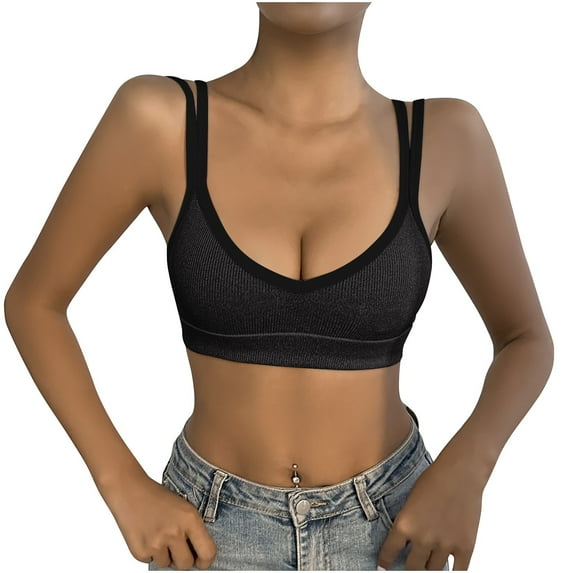 Bigersell Sports Bra for Women Girls Trendy 4pc Women's No Underwire Lactation Bra Back Adjustment Yoga Running Bra Padded Bra Style F-714 Black M