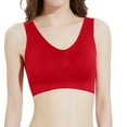 thumbnail image 1 of Bigersell Sports Bras for Women Front Ruched Padded Push up Bras No Underwire Ladies Back-Smoothing Pullover Bra No Padding Breathable Pull On Wireless Bra Red 3XL, 1 of 6