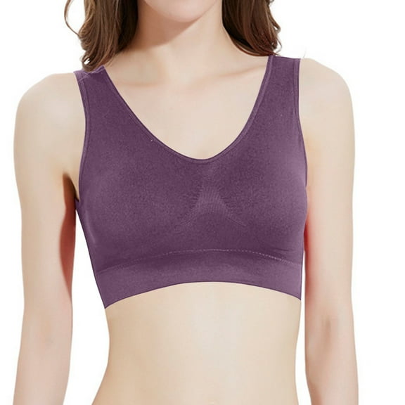 Bigersell Sports Bras for Women Front Ruched Padded Push up Bras No Underwire Ladies Back-Smoothing Pullover Bra No Padding Breathable Pull On Wireless Bra Gray S