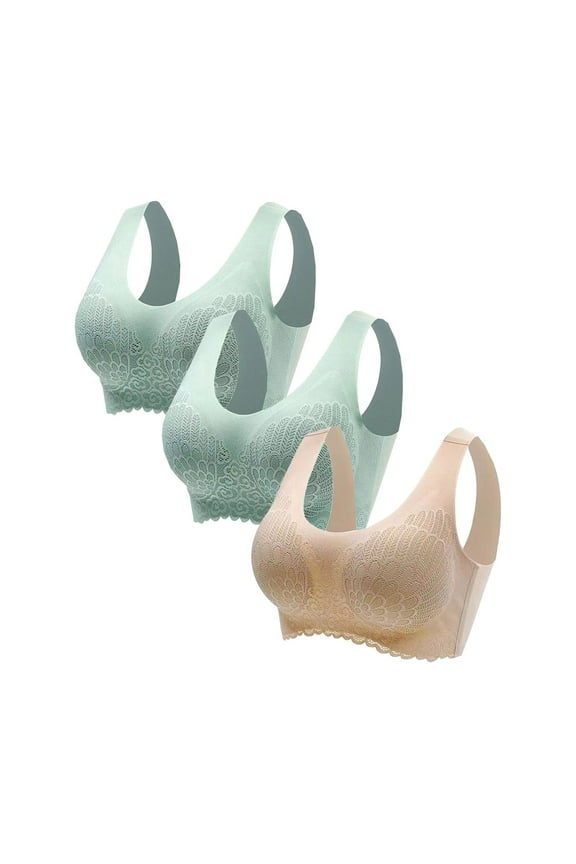 Sports Bras for Women High Support Large Bust Backless Bra Wireless Comfortable Bra Padded Bra Style B37 Sports Bras for Women No Underwire Bra Sports Bras Hook & Eye Bra Closure , Green XXL