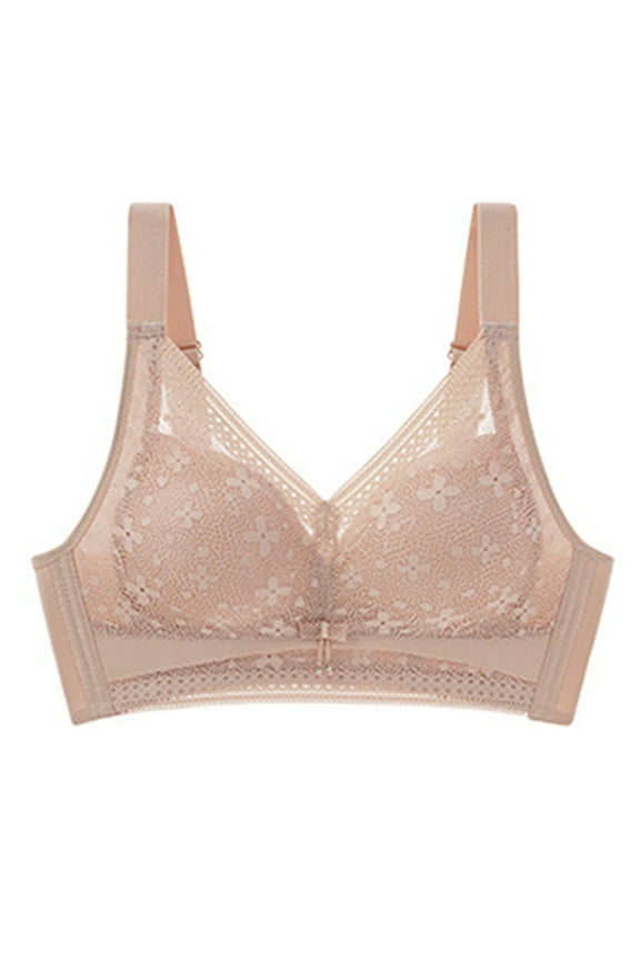 Sports Bras for Women Padded Sale Cotton Sports Bras for Women Wire-Free Bra Style B1597 V-Neck Full-Coverage Bras Hook and Eye Bra Closure Women's Plus Size Long Sports Bras Khaki 40