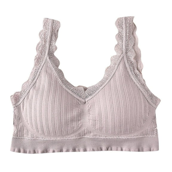 Bigersell Sports Bras for Women Plus Size Clearance Seamless Beautiful Back Wrap Tops No Underwire Lace Underwear Sports Bandeau Bra Style F-1338 Coffee One Size