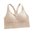 thumbnail image 1 of Bigersell Sports Bras for Women Removable Cup Racerback Workout Yoga Bras for Women Padded Sports Bra Women's Athletic Underwear Crop Tank Tops Running Bra High Support Beige L, 1 of 7