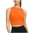 thumbnail image 1 of Bigersell Sports Bras for Women Sleeveless Ribbed Cropped Tank Tops with Built in Bras Yoga Sports Bra Workout Crop Tops Wireless Bralette Comfort Soft Padded Athletic Tops Running Bra Orange L, 1 of 4