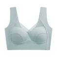 thumbnail image 1 of Bigersell Sports Bras for Women Smoothing Push-up Bra Ladies Seamless Comfort Strap V-Neck Crop Tank Tops Bras Everyday Wire-Free Padded Bras No Underwire Light Blue M, 1 of 4