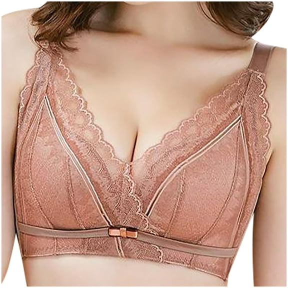 Bigersell Sports Bras for Women Summer Bras for Women Longline Bra Style R3676 V-Neck Pullover Bras Hook and Eye Bra Closure Women's Plus Size Nursing Sports Bras Breastfeeding Coffee S