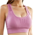 thumbnail image 1 of Bigersell Sports Bras for Women U-Neck Racerback Yoga Bras Push up Running Sports Bra Workout Crop Tops Bralette Solid Comfortable Strap Pullover Bra Style-D52, Pink L, 1 of 9
