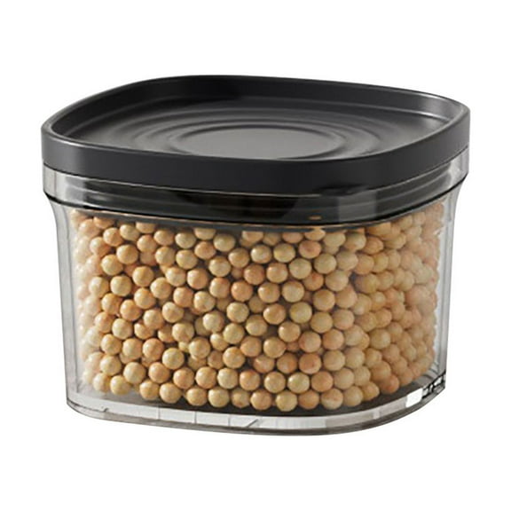Bigersell Stackable Food Storage Containers with Lids Clear Plastic Dry Food Containers for Cereal, Rice, Flour & Sugar Coffee Jars Easy Opening Canister Kitchen Pantry Storage Organization Black S