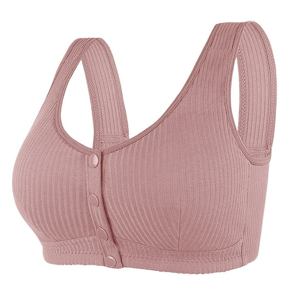 Bigersell Strapless Bra for Women Front Snap Closure V-Neck Wire-Free Bra Support Women Wireless Push up Bras Sports Bra Style R-27 Basic Bra Strap Nylon Lightly Lined Everyday Bras Underwear Pink 6XL