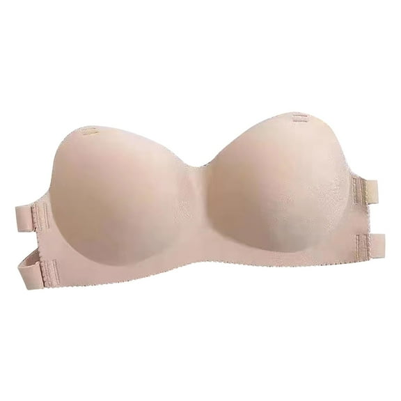 Bigersell Strappy Bra Discouts French Strapless Back-Smoothing Wrap Chest No Steel Tube Tops Seamless Back-Smoothing Bra Bandeau Bra Style F-807 Beige One Size