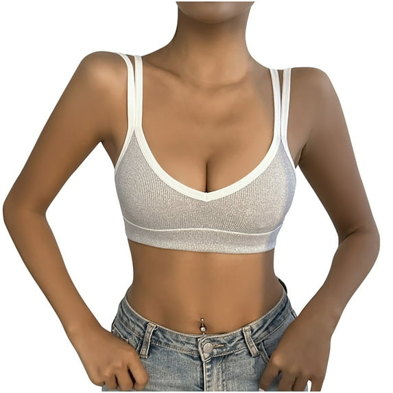 Bigersell Strappy Sports Bra Clearance 4pc Women's No Underwire Lactation Bra Back Adjustment Yoga Running Bra Underwire Bra Style F-714 Gray L
