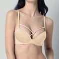 thumbnail image 1 of Bigersell Strappy T-Shirt Bras Women Seamless Push up Wireless Bra No Underwire Women's Sports Bras Comfortable Breathable Padded Bra Hook and Eye Closure Everyday Wire-Free Bra Beige 34, 1 of 6