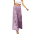thumbnail image 1 of Bigersell Stretch Ripped Skinny Pants Full Length Women's Fashion Casual High Waist Elastic Waist Solid Color Ruffle Wide Leg Long Pants Distressed Jumpsuits for Ladies, 1 of 5