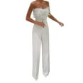 thumbnail image 1 of Bigersell Stretch Skinny Jumpsuits with Hole Jumpsuit Women's Jumpsuits Slim Cut Waist Ruffle Casual Jumpsuit Ladies' Straight Jumpsuits, 1 of 8