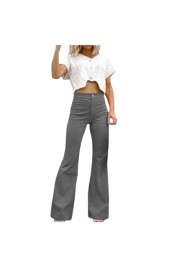 Stretch Warm Jeggings for Women Full Length Pants Women's Fashion Slim Fit Comfortable Solid Color Pocket Casual Flared Pants High Waist Flare Pants for Ladies