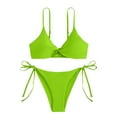 thumbnail image 1 of Bigersell String Thong Swimsuits for Women Tie Side Bikini Sets Spaghetti Straps 2 Piece Bathing Suits Green L, 1 of 4