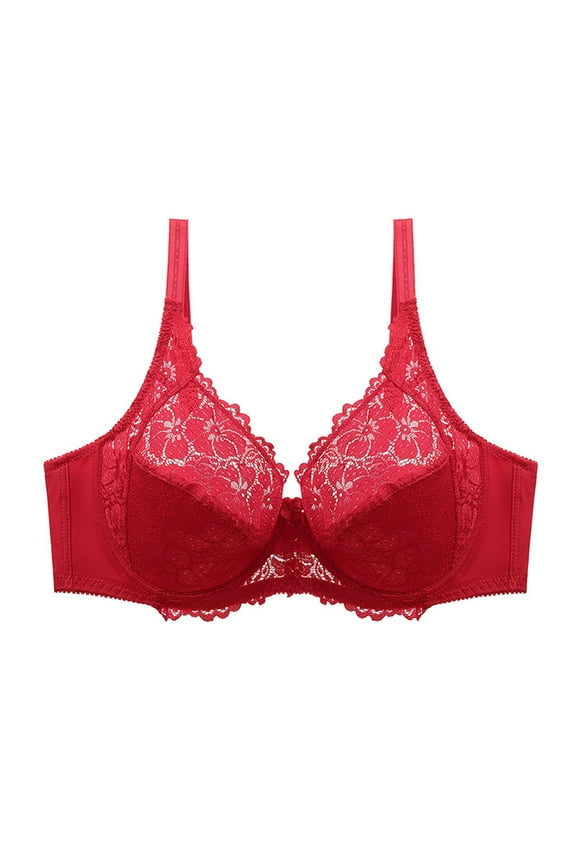 Support Wireless Bra Women Lace With Underwire Solid Color Double Breasted Push Up Bra Women Size Lace Bras, Style 6573, Red 36E