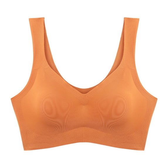 Bigersell Support Yoga Bra V-Neck Wire-Free Bra Support Women Women's T-Shirt Bra T-Shirt Bra Style R-110 Basic Bra Strap Nylon Padded Bra Feature Everyday Bras Underwear Orange L