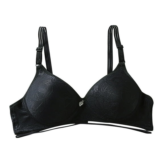 Bigersell Support Yoga Bra Women Printed Push-Up Together Daily Bra Underwear No Underwire Short Size Support Wireless Bra, Style 12107, Black 38B