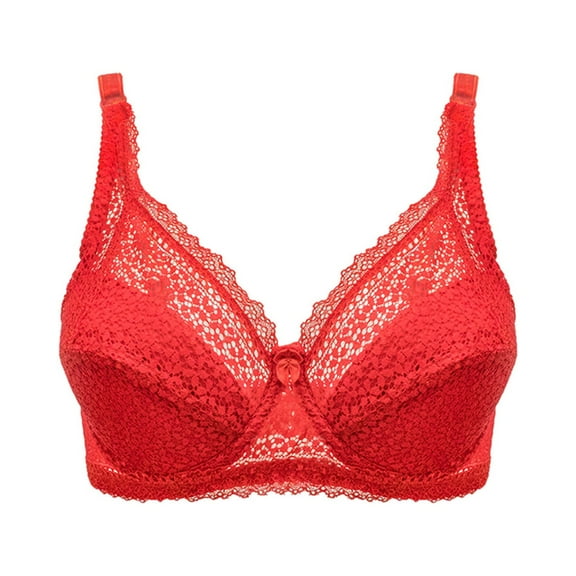 Bigersell Support Yoga Bra Womens Solid Lace Lingerie Bras Underwear Bralette Bras Comfortable Bra Regular Size Support Wireless Bra, Style 9542, Red 36D