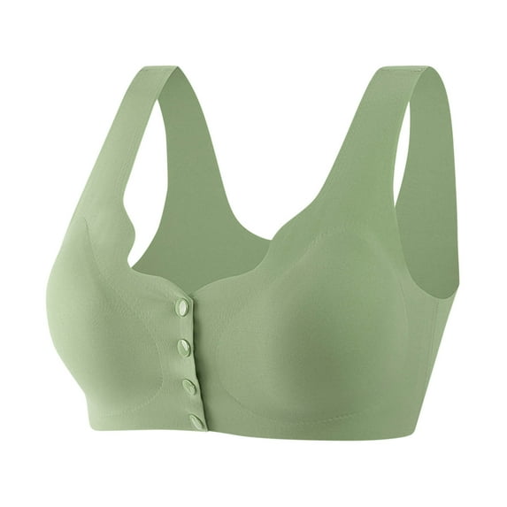 Bigersell Supportive Bras for Women in Clearance Women's Fashion Front Buckle Seamless Thin Style Without Underwire Bra Style Bra Lifting Bra Style F-975 Green XL