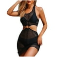 thumbnail image 1 of Bigersell Swim Cover Up for Women Mesh One-Piece Swimsuits with Spaghetti Straps V-Neck Bikini Bathing Suit Swimwear for Summer Beach Vacations Black XL, 1 of 7