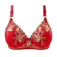 thumbnail image 1 of Bigersell T-Shirt Bra Clearance Wireless Bras for Women No Padding No Underwire Bra Style R3384 V-Neck No Underwire Bras Hook and Eye Bra Closure Wireless Bras with Support and Lift Red XL, 1 of 5